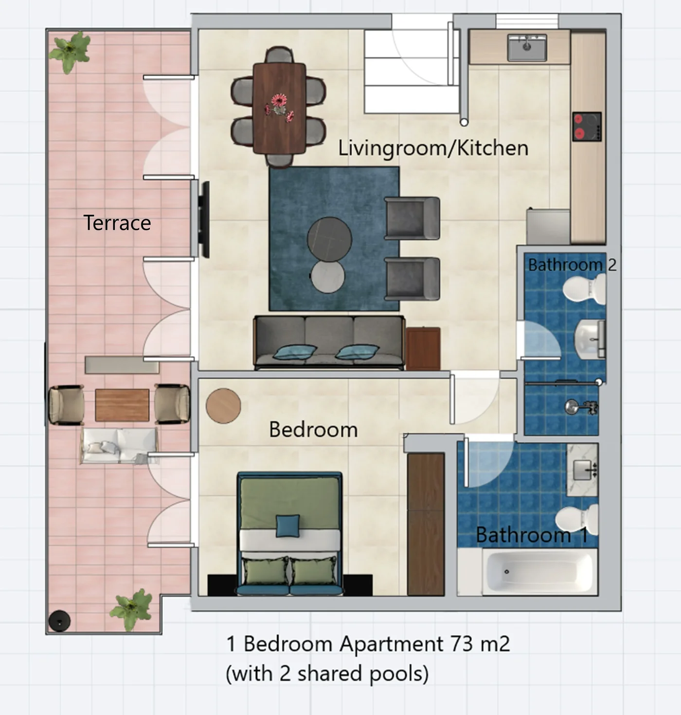 L01 У близини Aphrodite Hills - Заједнички базен, патио - bathroom in Aphrodite Hills, Cyprus