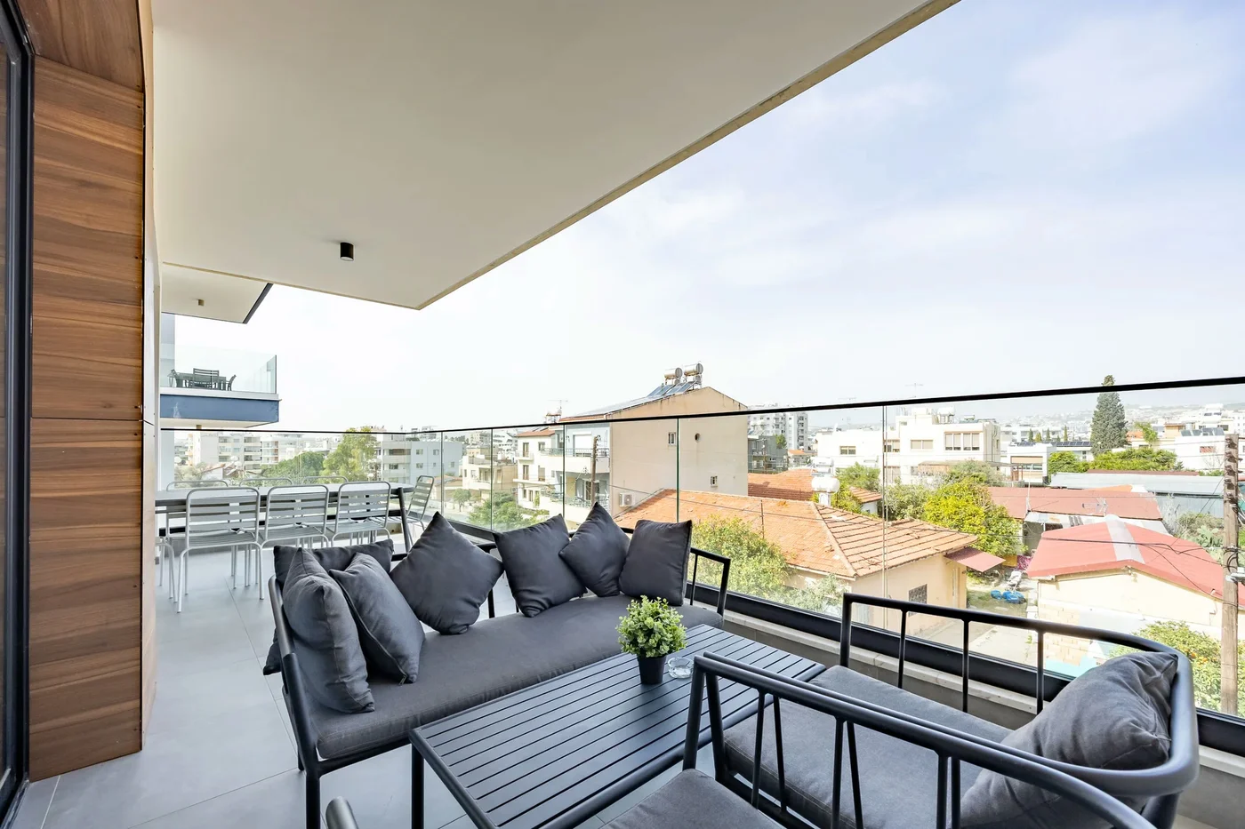 202 Sfiggos - Large Balcony & Shared Rooftop Pool - living area in Limassol, Cyprus