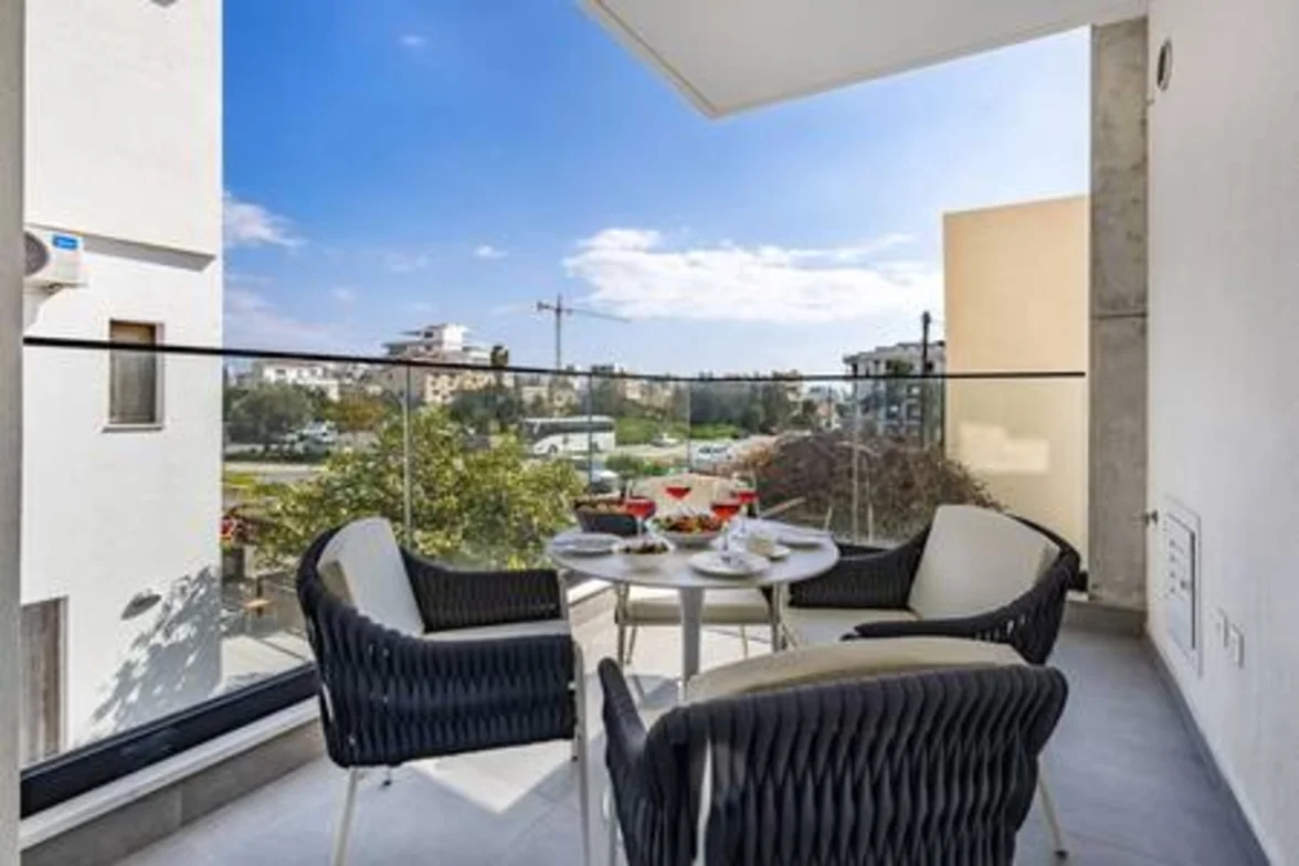 103 Sfiggos - City View Balcony & Shared Rooftop Pool - living area in Limassol, Cyprus