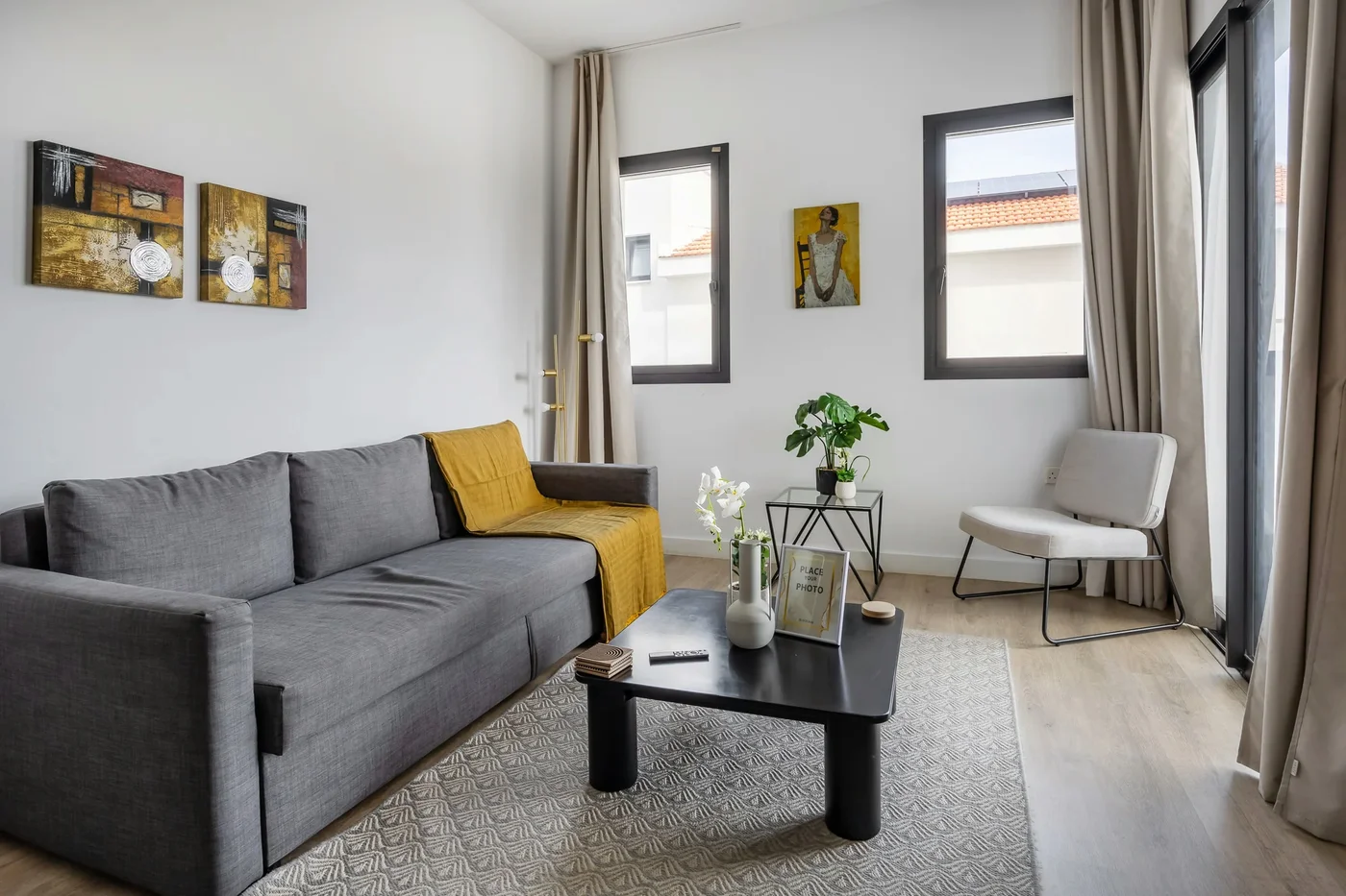 103 Sfiggos - City View Balcony & Shared Rooftop Pool - living area in Limassol, Cyprus